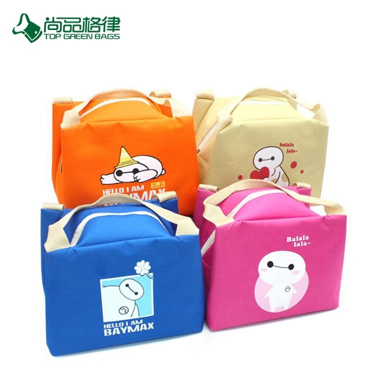 Custom Pattern Candy Color Large Capacity Polyester Large Waterproof Insulation Lunch Bag