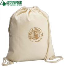 Natural White Cotton Canvas Drawstring Backpack (TP-dB183)