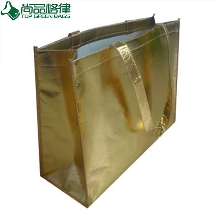 Laminated Non Woven Shopping Bags, Metallic Gold Bags (TP-LB252)