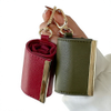 New Women Foldable Keychain Tote Bag Expandable Leather Mini Bags with Key Ring